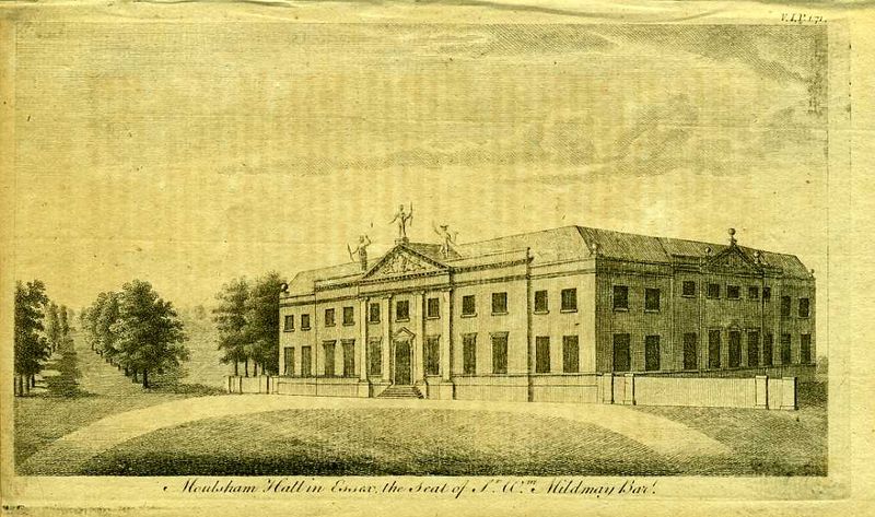 Англия. Моулшем-холл в Эссексе, поместье сэра Милдмея. Резцовая гравюра. Англия, Лондон, 1776 год