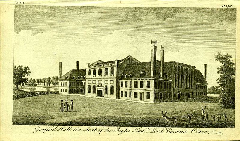 Госфилд Холл, поместье виконта Клэра. Резцовая гравюра. Англия, Лондон, 1776 год