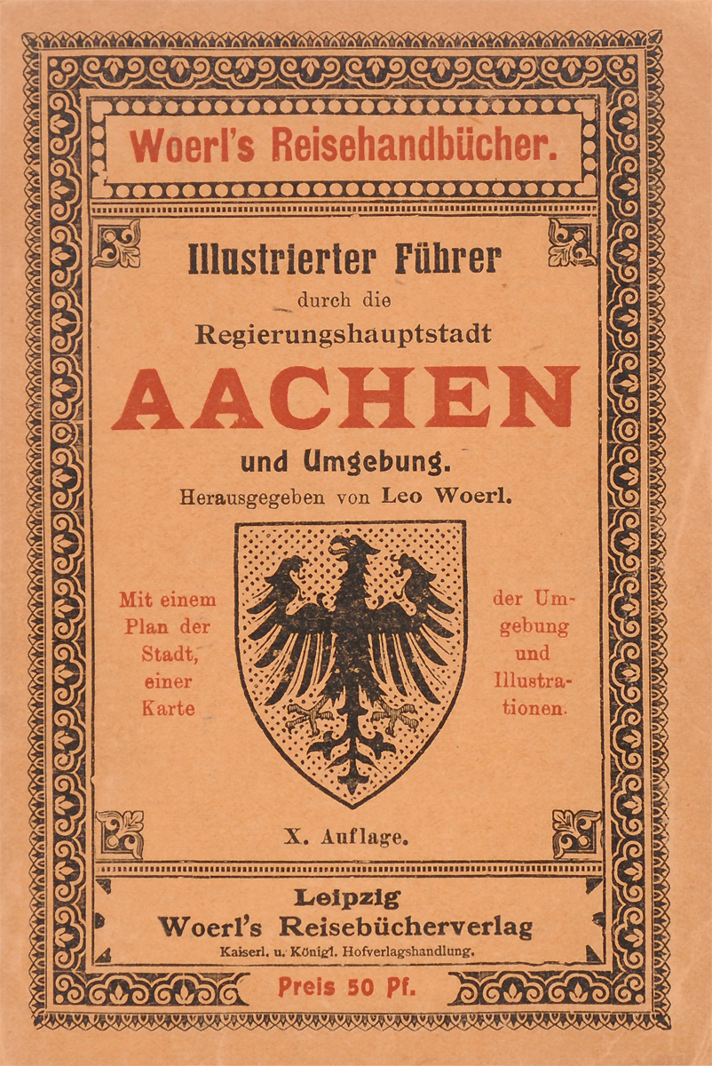 Illustrierter Fuehrer durch die Regierungshauptstadt Aachen und Umgebung0120710 Illustrierter Fuehrer durch die Regierungshauptstadt Aachen und Umgebung0120710Лейпциг, 1906 год. Издательство Woerls Reisebucherverlag.Иллюстрированное издание с планом города, картой окрестностей, обзорным планом ахенского муниципального леса и 36 иллюстрациями в тексте.Оригинальная обложка.Сохранность хорошая.Читателям предлагается иллюстрированный путеводитель по Ахену и его окрестностям. Ахен расположен в небольшой живописной котловине у северных предгорий Арденн. Это самый западный город Германии, находящийся у границы с Нидерландами и Бельгией.Издание не подлежит вывозу за пределы Российской Федерации.