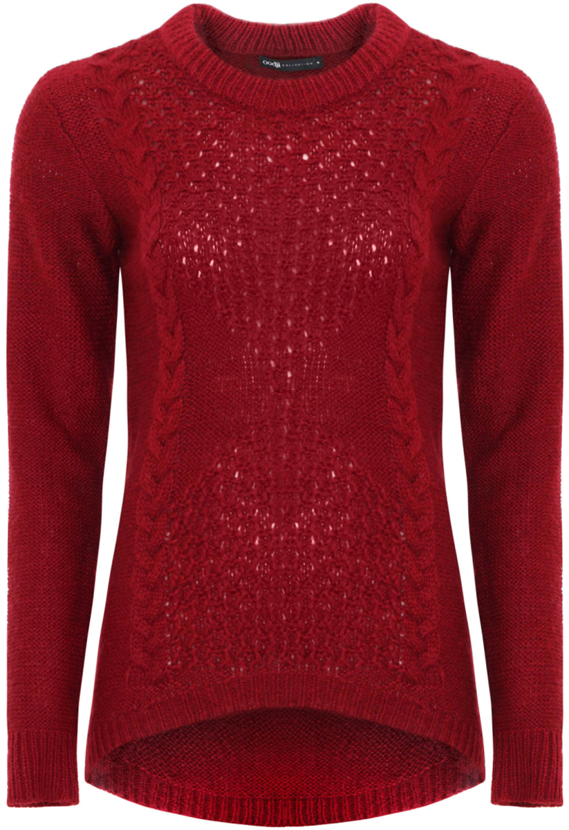 Джемпер женский oodji Collection, цвет: красный. 73805255-1/45121/4500N. Размер XL (50)73805255-1/45121/4500N Джемпер женский oodji Collection, цвет: красный. 73805255-1/45121/4500N. Размер XL (50)73805255-1/45121/4500NЖенский джемпер с удлиненной спинкой oodji Collection с круглым вырезом горловины и длинными рукавами изготовлен из высококачественной пряжи из акрила с добавлением мохера.Джемпер оформлен объемным вязаным узором.