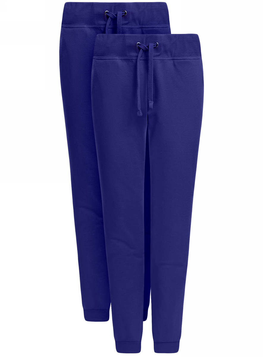 Брюки спортивные женские oodji Ultra, цвет: синий, 2 шт. 16700030-15T2/46173/7500N. Размер XXS (40)16700030-15T2/46173/7500N Брюки спортивные женские oodji Ultra, цвет: синий, 2 шт. 16700030-15T2/46173/7500N. Размер XXS (40)16700030-15T2/46173/7500NЖенские спортивные брюки oodji Ultra, выполненные из натурального хлопка, великолепно подойдут для отдыха и занятий спортом. Модель дополнена широкими эластичными резинками на поясе и по низу брючин. Объем талии регулируется с внешней стороны при помощи шнурка-кулиски. Спереди имеются два втачных кармана. В комплекте две пары спортивных брюк.