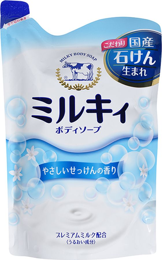 COW 00629gs Молочное мыло для тела с аминокислотами шелка и ароматом белых цветов (смен. уп.) 400 мл