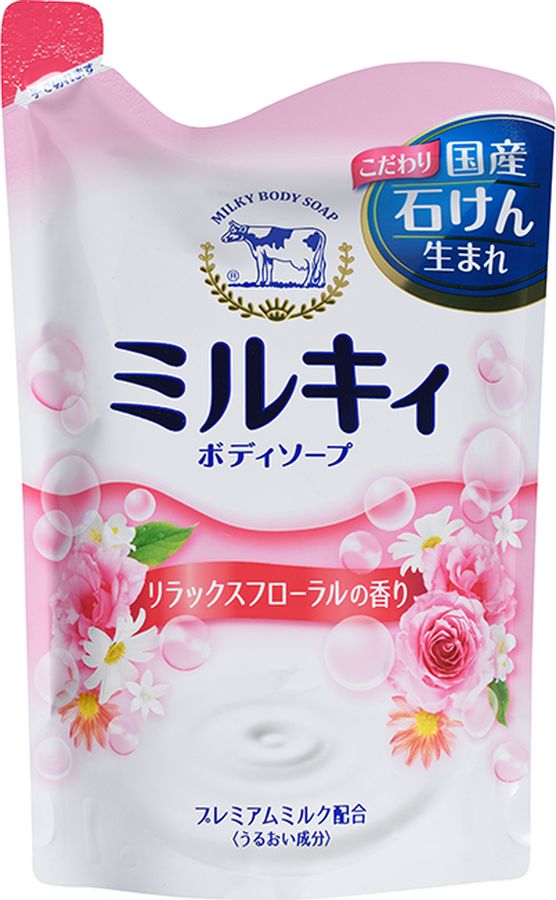 COW 00632 Молочное мыло для тела с аминокислотами шелка и ароматом цветов Milky Body (смен. уп.) 400 мл
