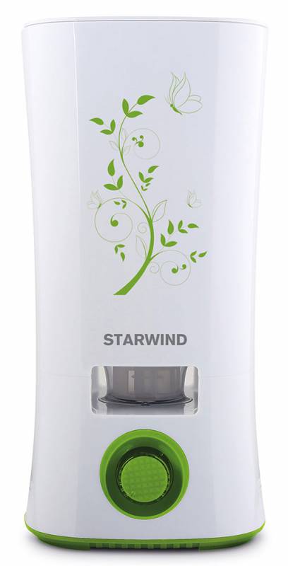 Starwind SHC4210, White Green увлажнитель воздухаSHC4210 Starwind SHC4210, White Green увлажнитель воздухаSHC4210Starwind SHC4210 - это ультразвуковой тип увлажнителя, распыляющий воздух без его нагревания. Кроме того, он еще и ароматизирует воздух, освежая его и делая приятно пахнущим. Ароматические масла, которые вы можете использовать в устройстве, способны не только освежить воздух, но и обогатить полезными веществами.Starwind SHC4210 работает при мощности 28 Втиимеет объемный резервуар 2 л. При необходимости, вы можете регулировать испарение воздуха, уменьшая или увеличивая его испарение. Если вода будет подходить к концу, удобный встроенный индикатор сообщит вам об этом. Но вы можете не беспокоиться, что пропустите оповещение, ведь для максимальной безопасности устройства и экономии электроэнергии, при полном окончании воды устройство просто автоматически отключится.