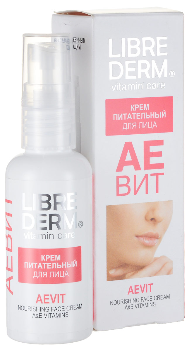 Librederm Крем для лица Аевит, питательный, с выраженным регенерирующим действием, 50 мл7373 Librederm Крем для лица Аевит, питательный, с выраженным регенерирующим действием, 50 мл7373Крем Аевит для лица с выраженным антивозрастным действием предназначен для комплексного ухода за кожей лица. Оказывает антиоксидантное и регенерирующее действие, тонизирует и освежает уставшую кожу, замедляет процесс старения клеток.Содержит витамины А и Е, купаж экстрактов эдельвейса, малины и розмарина. Не содержит искусственных отдушек и красителей. Цвет и запах придают натуральные фитоэкстракты в его составе. Товар сертифицирован.