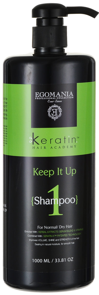 Egomania Professional Collection Шампунь Keratin Hair Academy Все под контролем! для нормальных и сухих волос 1000 мл830183 Egomania Professional Collection Шампунь Keratin Hair Academy Все под контролем! для нормальных и сухих волос 1000 мл830183Шампунь для мягкого очищения волос, богатый маслами и активными компонентами, подходит для нормальных, поврежденных и истощенных волос. Шампунь подходит для волос комбинированного типа (сухих на концах, жирных у корней). Шампунь эффективно очищает волосы и кожу головы, растворяет силиконы за счет содержания в составе сока лимона