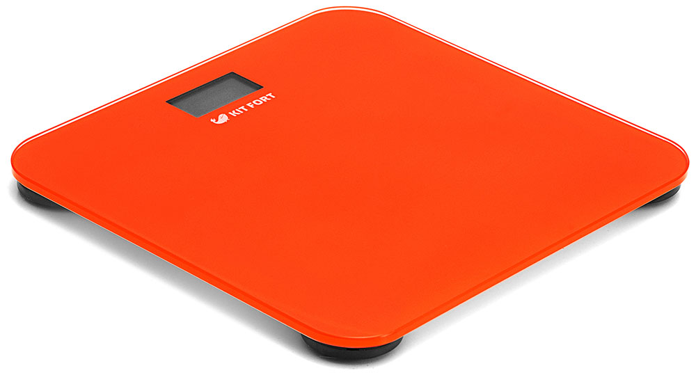 Kitfort КТ-804-5, Orange весы напольныеКТ-804-5 Kitfort КТ-804-5, Orange весы напольныеКТ-804-5Электронные напольные весы Kitfort КТ-804 обеспечивают высокую точность измерения и станут неизменным спутником для людей, следящих за своим весом. Весы оснащены жидкокристаллическим дисплеем с крупными цифрами, что делает их использование максимально удобным. Платформа выполнена из высокопрочного полированного стекла, а прорезиненные ножки обеспечивают весам дополнительную устойчивость и предотвращают их скольжение по полу, что гарантирует безопасность во время взвешивания.Включение и выключение весов Kitfort КТ-804 происходит автоматически. После взвешивания показания весов фиксируются. При каждом включении весы автоматически калибруются и тарируются для обеспечения большей точности показаний. Весы имеют яркий привлекательный дизайн, благодаря чему украсят собой любой интерьер.Минимальный вес: 2,5 кг