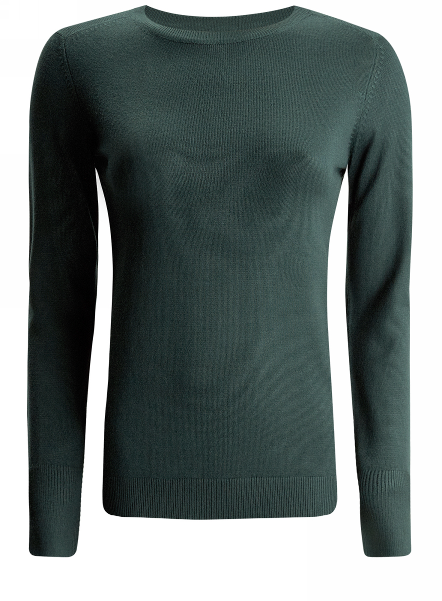 Джемпер женский oodji Collection, цвет: темно-изумрудный. 73812625-1B/24525/6E00N. Размер L (48)73812625-1B/24525/6E00N Джемпер женский oodji Collection, цвет: темно-изумрудный. 73812625-1B/24525/6E00N. Размер L (48)73812625-1B/24525/6E00NСтильный женский джемпер oodji Collection выполнен из вискозы с добавлением полиамида. Модель с длинными цельнокроеными рукавами и круглым вырезом горловины по спинке немного удлиненная. Низ, горловина и манжеты джемпера выполнены из трикотажной резинки. По краям манжеты имеют разрезы и дополнены небольшими пуговицами.