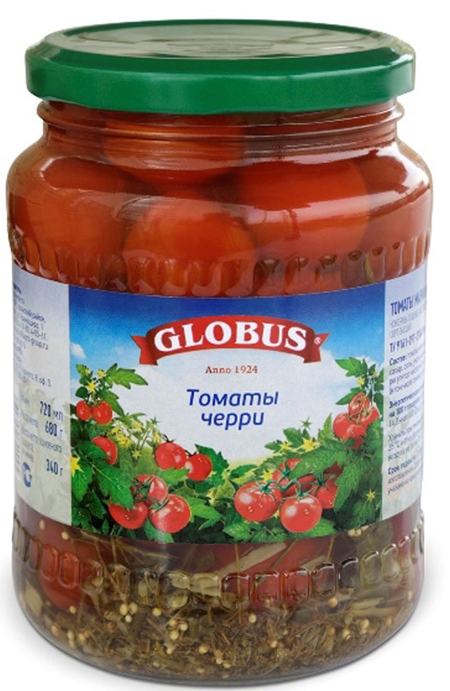 Globus томаты черри, 680 г5644 Globus томаты черри, 680 г5644Интересно, что свое название миниатюрные черри получили благодаря своему сходству с вишней. Данные помидоры многим полюбились за их удобный маленький аппетитный размер. Многие хозяйки используют такие аккуратненькие маринованные плоды в качестве украшения для праздничных блюд.Вкуснейшие томаты Globus можно использовать как самостоятельную закуску.