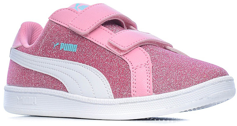 Кроссовки для девочки Puma Smash Glitz Glamm V PS, цвет: розовый. 36295601. Размер 1 (32)36295601 Кроссовки для девочки Puma Smash Glitz Glamm V PS, цвет: розовый. 36295601. Размер 1 (32)36295601Этим летом модель Puma Smash смело вошла в мир гламура. Верх из легкой ткани с приятным глазу блеском декорирован традиционной полосой и деталями из искусственной кожи, что придает модели нарядный и стильный облик, а также нежный девичий шарм. Рельефная поверхность подошвы гарантируют отличное сцепление на любых поверхностях. Удобные застежки-липучки вместе с мягким язычком обеспечивают надежную фиксацию ноги. В таких кроссовках вашим ногам будет комфортно и уютно.