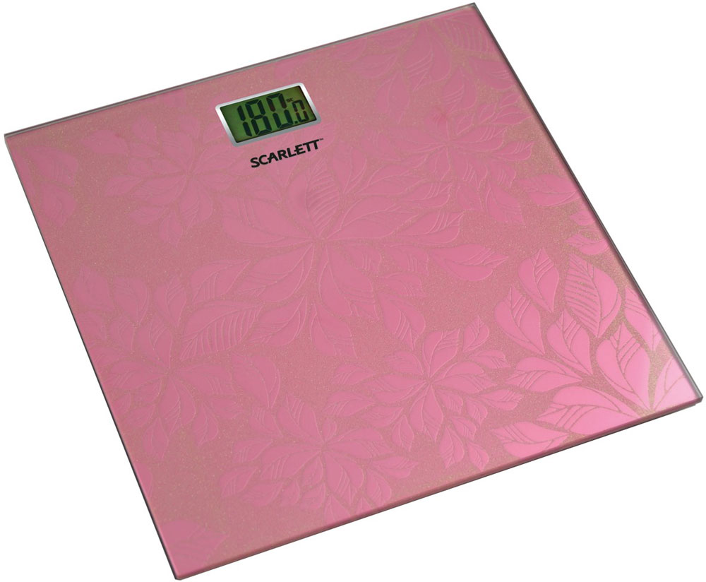 Scarlett SC-217, Pink весы напольныеSC-217_P Scarlett SC-217, Pink весы напольныеSC-217_PНапольные весы Scarlett SC-217 имеют уникальный дизайн платформы. Это простой и удобный способ контролировать свой вес. Максимальная нагрузка на данную модель может составлять 180 кг.При перегрузе загорится предупреждающий сигнал. Также специальная индикация сообщит пользователям о необходимости замены элемента питания. Чтобы весы начали работать, достаточно просто встать на них. После взвешивания прибор отключится самостоятельно.Высокочувствительные датчикиИндикатор перегрузкиИндикатор батарейкиЦифровой жидкокристаллический дисплейПрорезиненные ножки