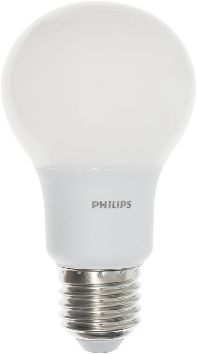 Лампа светодиодная Philips LED bulb, цоколь E27, 9,5W, 3000KЛампа LEDBulb 9.5-70W E273000K230VA60/PF Лампа светодиодная Philips LED bulb, цоколь E27, 9,5W, 3000KЛампа LEDBulb 9.5-70W E273000K230VA60/PFСовременные светодиодные лампы LED bulb экономичны, имеют долгий срок службы и мгновенно загораются, заполняя комнату светом. Лампа оригинальной формы и высокой яркости позволяет создать уютную и приятную обстановку в любой комнате вашего дома. Светодиодные лампы потребляют на 86% меньше электроэнергии, чем обычные лампы накаливания, излучая при этом привычный и приятный теплый свет. Срок службы светодиодной лампы LED bulb составляет до 1000 часов, что соответствует общему сроку службы пятнадцати ламп накаливания. Благодаря чему менять лампы приходится значительно реже, что сокращает количество отходов. Напряжение: 220-240 В. Световой поток: 806 lm. Эквивалент мощности в ваттах: 70 Вт.
