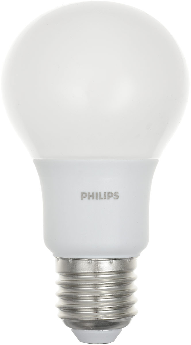 Лампа светодиодная Philips LEDBulb, E27, 6-50W, 3000KЛампа LEDBulb 6-50W E27 3000K 230VA60/PF Лампа светодиодная Philips LEDBulb, E27, 6-50W, 3000KЛампа LEDBulb 6-50W E27 3000K 230VA60/PFСовременные светодиодные лампы Philips экономичны, имеют долгий срок службы и мгновенно загораются, заполняя комнату светом. Лампа классической формы и высокой яркости позволяет создать уютную и приятную обстановку в любой комнате вашего дома.Светодиодные лампы потребляют на 88 % меньше электроэнергии, чем обычные лампы накаливания, излучая при этом привычный и приятный свет. Срок службы светодиодной лампы Philips составляет до 15 000 часов, что соответствует общему сроку службы 15 ламп накаливания. В результате менять лампы приходится значительно реже, что сокращает количество отходов.Напряжение: 230 В. Световой поток: 470 lm.Угол светового пучка: 270°.