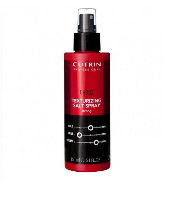 Cutrin Текстурирующий спрей с морской солью сильной фиксации Chooz Texturizing Salt Spray, 150 мл12789 Cutrin Текстурирующий спрей с морской солью сильной фиксации Chooz Texturizing Salt Spray, 150 мл12789Идеальное средство для текстурных объемных укладок. Придает матовый эффект. Комбинация ухаживающих ингредиентов защищает и укрепляет волосы. При выполнении укладки при помощи диффузора позволяет создавать образ легкой пляжной небрежности.