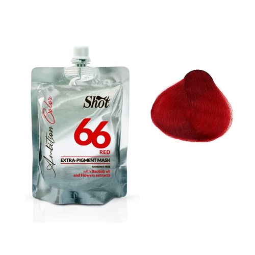 Shot Ambition Colour Extra Pigment Mask Red - Тонирующая маска экстра пигмент 66, красный 200 мл