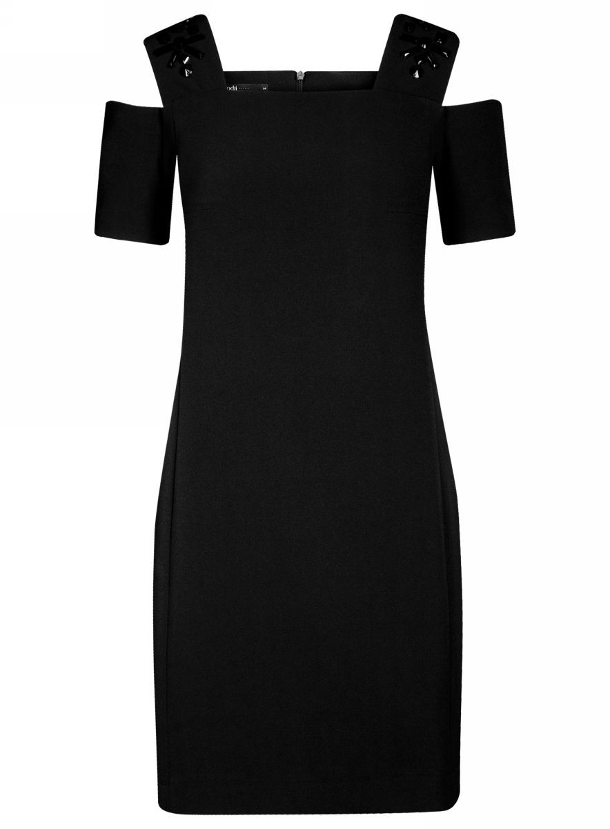 Платье oodji Ultra, цвет: черный. 11900228-1/42314/2900N. Размер 36-170 (42-170)