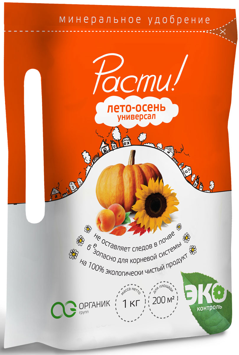 Удобрение комплексное минеральное Расти!, универсальное, лето-осень, 1 кг4665294660239 Удобрение комплексное минеральное Расти!, универсальное, лето-осень, 1 кг4665294660239• Уникальная формула позволяет растениям легче переносить неблагоприятные климатические условия• Улучшает перезимовку культур• Универсально в применении• Повышает урожайность и качество фруктов и овощейМассовые доли основных компонентов: N-P-K:12-22-22