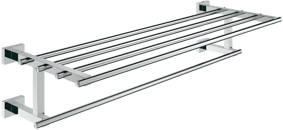 Держатель для полотенец Grohe Essentials Cube, с дополнительной штангой40512001 Держатель для полотенец Grohe Essentials Cube, с дополнительной штангой40512001Держатель Grohe Essentials Cube обеспечивает вам множество вариантов компактного хранения сразу несколькихполотенец: вы сможете развесить их по перекладинам, либо сложить в свернутом виде сверху. Данная вешалка также представляет собой отличное решение для хранения банных принадлежностей, которые вам хотелось бы держать под рукой, но так, чтобы они не мешали. Она отличается функциональной и эстетичной конструкцией в классическом стиле и изготавливается с сияющим хромированным покрытием.