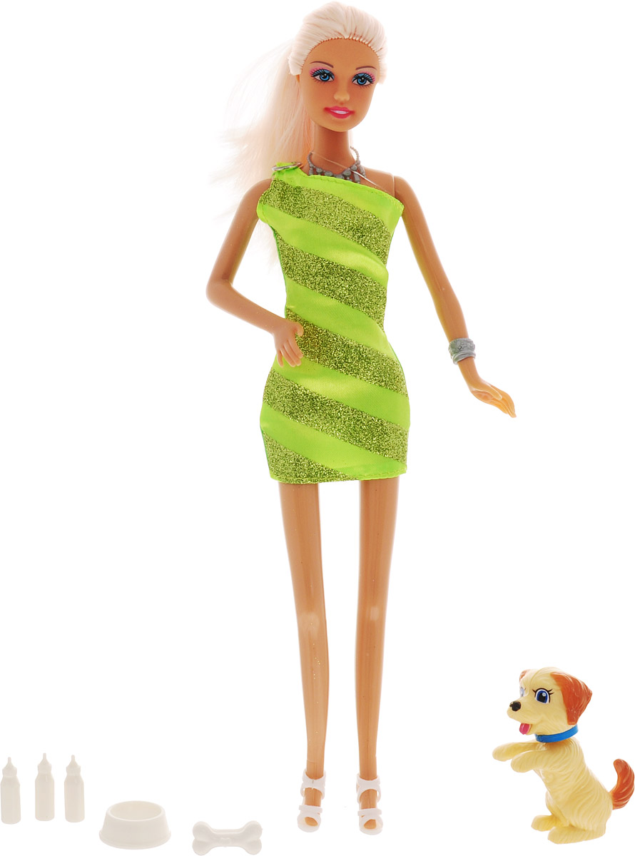 Defa Кукла Lucy с собачкой цвет платья салатовый
