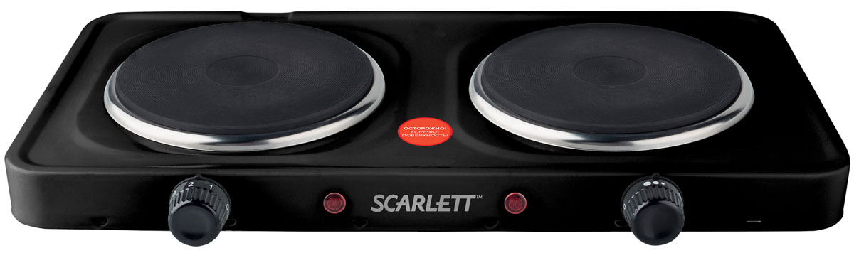 Scarlett SC-HP700S12, Black электрическая плиткаSC-HP700S12 Scarlett SC-HP700S12, Black электрическая плиткаSC-HP700S12Электрическая плитка Scarlett SC-HP700S12 подходит для любого типа посуды, будь то алюминий, эмаль, керамика, металл, чугун. Прибор имеет 2 чугунные конфорки диаметром 15,5 см, 5-ти ступенчатую плавную регулировку температуры, а также удобный световой индикатор работы.