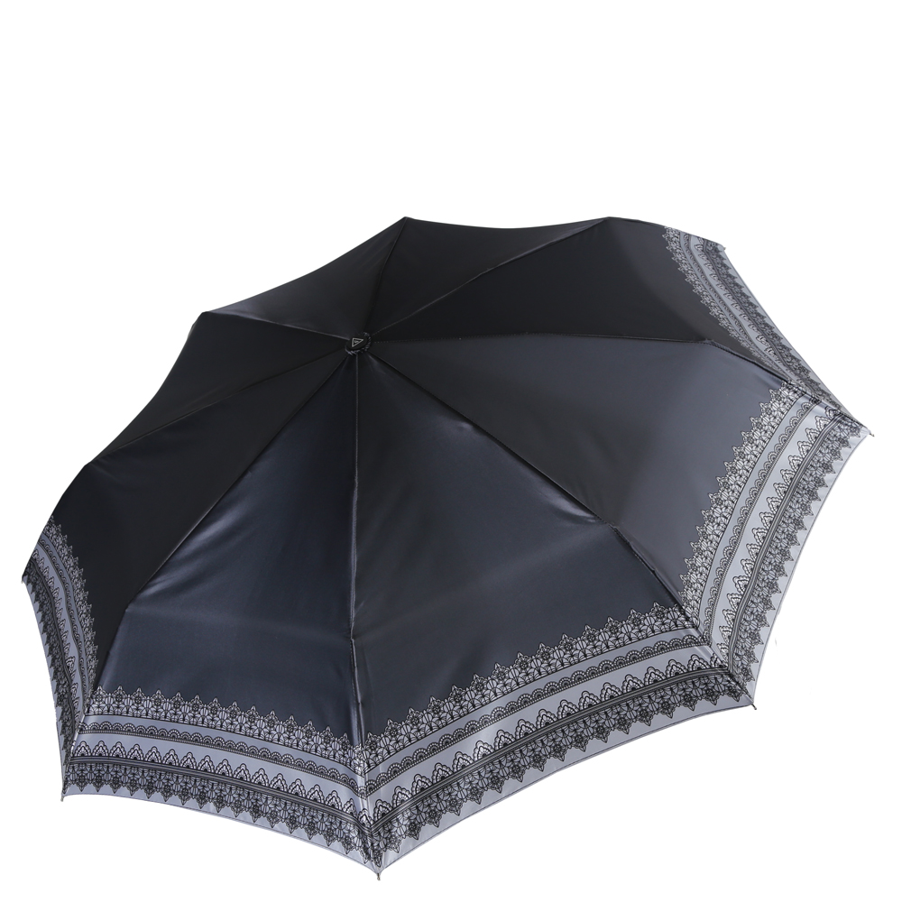 Зонт женский Fabretti, автомат, 3 сложения, цвет: черный, серый. L-17109-12