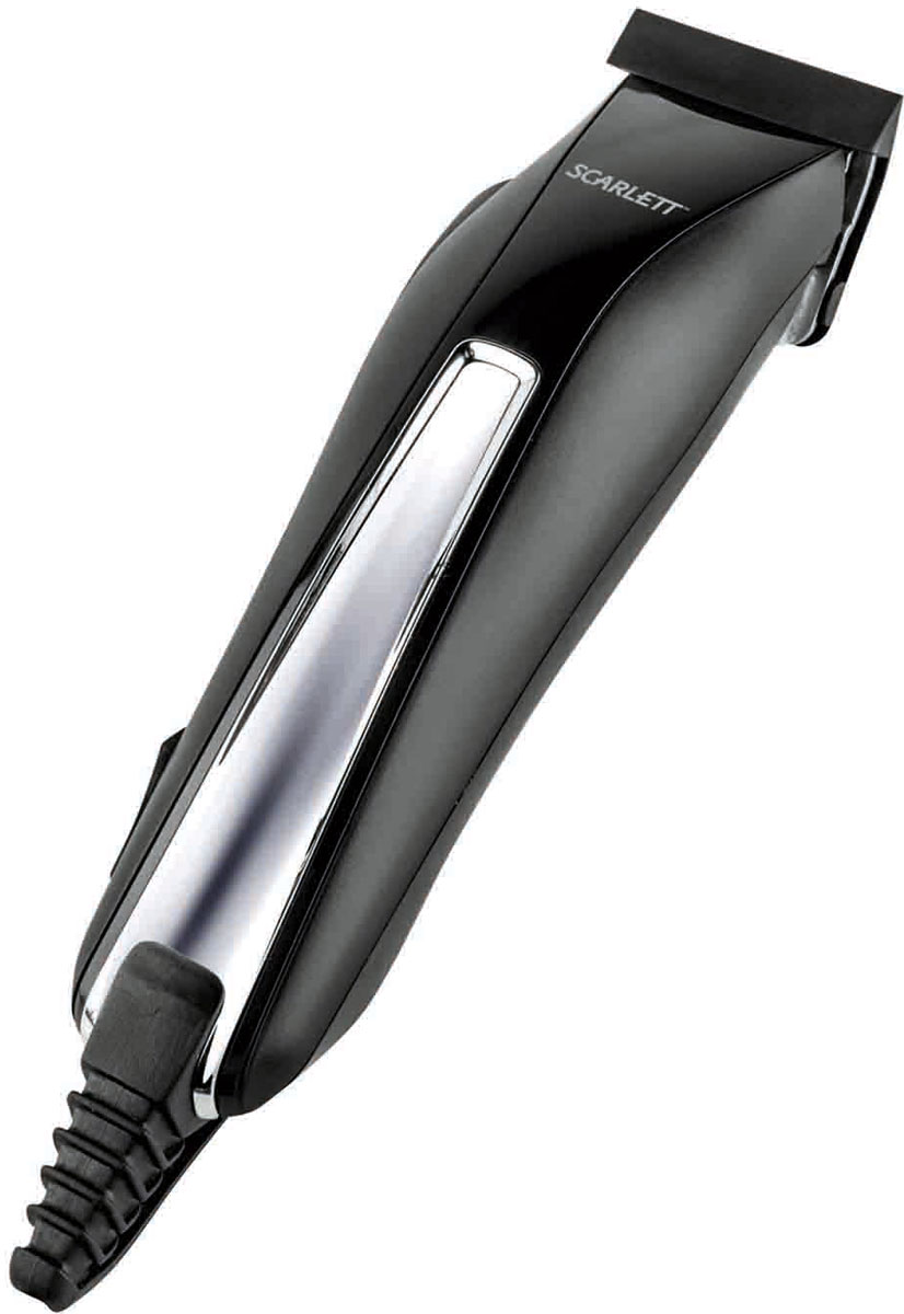 Scarlett SC-HC63C01, Black Chrome машинка для стрижки волосSC-HC63C01 Scarlett SC-HC63C01, Black Chrome машинка для стрижки волосSC-HC63C01Scarlett SC-HC63C01 - лёгкая и удобная в использовании машинка для стрижки волос. С её помощью в домашних условиях можно выполнять стрижку на высоком профессиональном уровне.Лезвия машинки выполнены из прочной и долговечной нержавеющей стали, они обеспечивают высокую точность стрижки. Длину лезвий можно регулировать.В комплект входят 4 съёмных насадки различной длины. Благодаря этому владелец может выполнять стрижку в соответствии со своими предпочтениями.К модели прилагаются расчёска и ножницы, позволяющие повысить качество стрижки, а также масло для смазки и щёточка для чистки, делающие уход за этим устройством особенно простым.Защитная крышка для режущих лезвийУдобная петелька для подвешивания