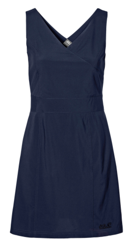Платье Jack Wolfskin Wahia Dress, цвет: темно-синий. 1502892-1910. Размер XS (42)1502892-1910 Платье Jack Wolfskin Wahia Dress, цвет: темно-синий. 1502892-1910. Размер XS (42)1502892-1910Платье Wahia Dress выполнено из 100% полиэстера. Ткань легкая, дышащая, мягкая на ощупь и слегка эластичная, а также обладает защитой от ультрафиолета (UPF 30+). Модель без рукавов длины миди, имеет V-образный вырез и застегивается на молнию сбоку. Такое платье идеально подходит для путешествий в жаркие страны и повседневной носки в летний сезон.