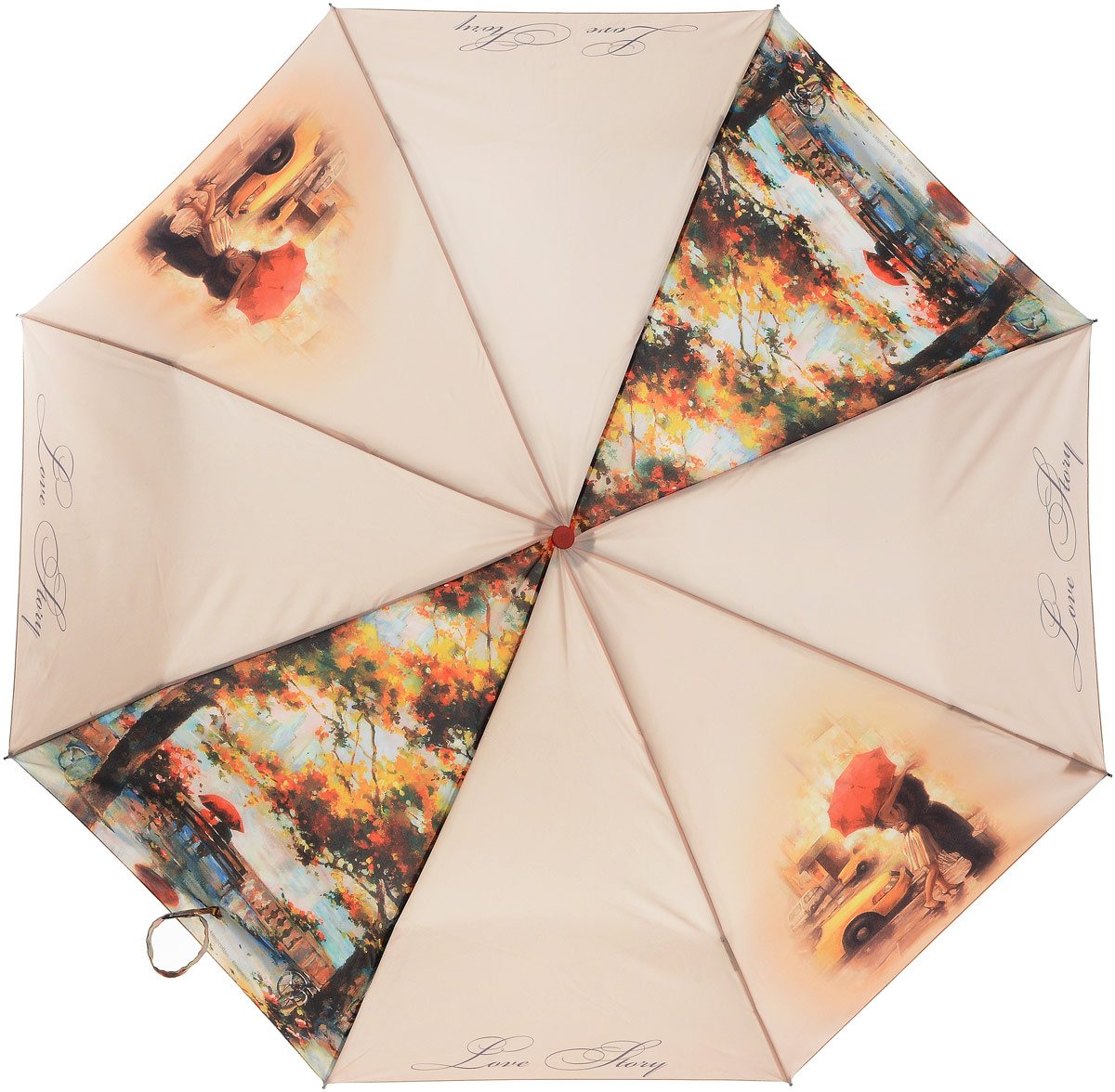 Зонт женский Zest, автомат, 3 сложения, цвет: бежевый, коричневый. 23995-3003