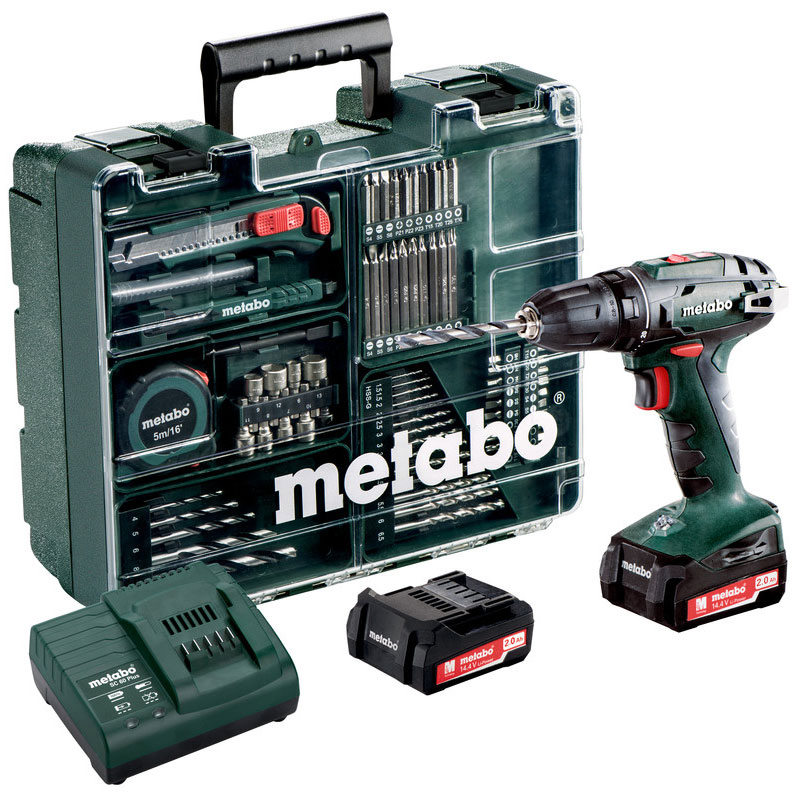 Дрель-шуруповерт аккумуляторная Metabo BS 14.4 Set, с комплектом аксессуаров602206880 Дрель-шуруповерт аккумуляторная Metabo BS 14.4 Set, с комплектом аксессуаров602206880Легкая и компактная дрель-винтоверт Metabo BS 14.4 Set имеет укороченную конструкцию для универсального применения, а также встроенную подсветку для освещения рабочего места.Дрель имеет практичный крючок для ношения на ремне, с фиксацией справа или слева без инструментов. Аккумуляторные блоки с индикацией уровня заряда. Технология Ultra-M обеспечивает максимальную мощность, бережную зарядку, оптимальное использование энергии и длительный срок службы.Тип аккумуляторного блока: литиево-ионный.Напряжение аккумуляторного блока: 14.4 В.Емкость аккумуляторного блока: 2 Ah.Максимальный мягкий крутящий момент: 20 Нм.Максимальный жесткий крутящий момент: 40 Нм.Уровень звукового давления: 72 дБ(А).Уровень звуковой мощности (LwA): 83 дБ(А).Погрешность измерения K: 3 дБ(А).