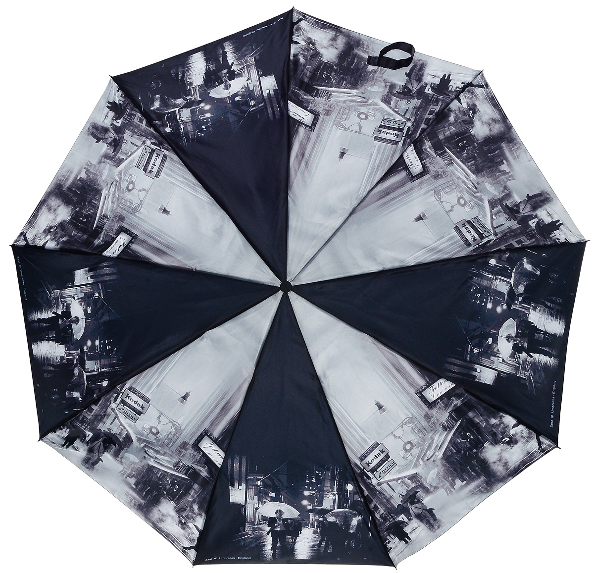 Зонт женский Zest, автомат, 3 сложения, цвет: черный, светло-серый. 239444-54