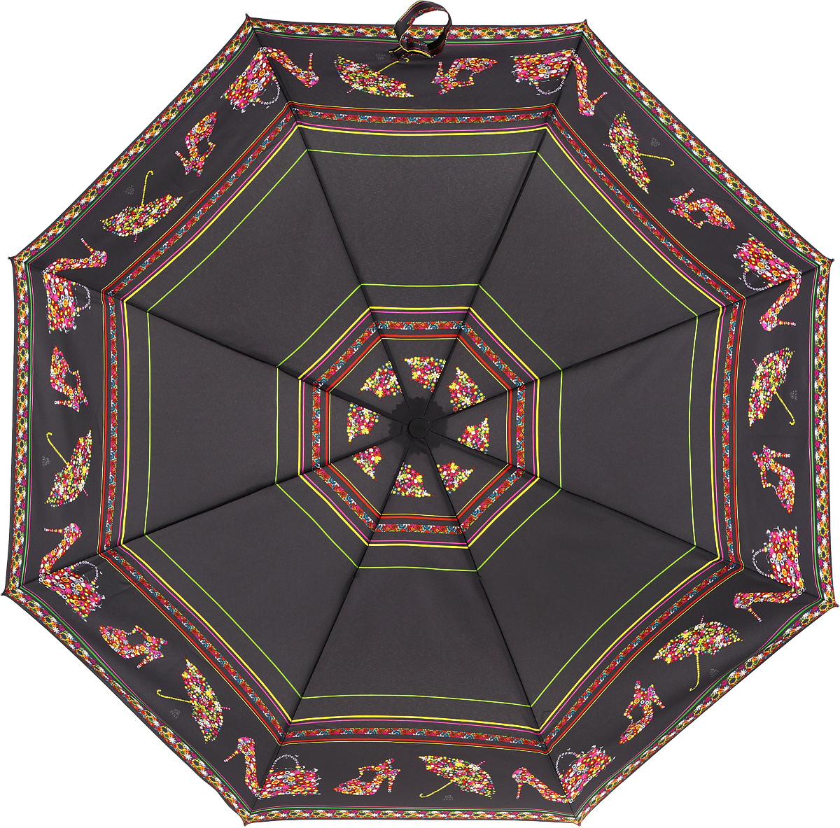 Зонт женский Airton, автомат, 3 сложения, цвет: черный, розовый. 3917-974
