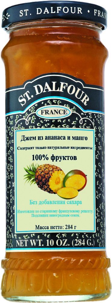 St.Dalfour Джем Ананас и Манго, 284 г207031 St.Dalfour Джем Ананас и Манго, 284 г207031Джем из ананаса и манго отличается насыщенным вкусом тропических фруктов.