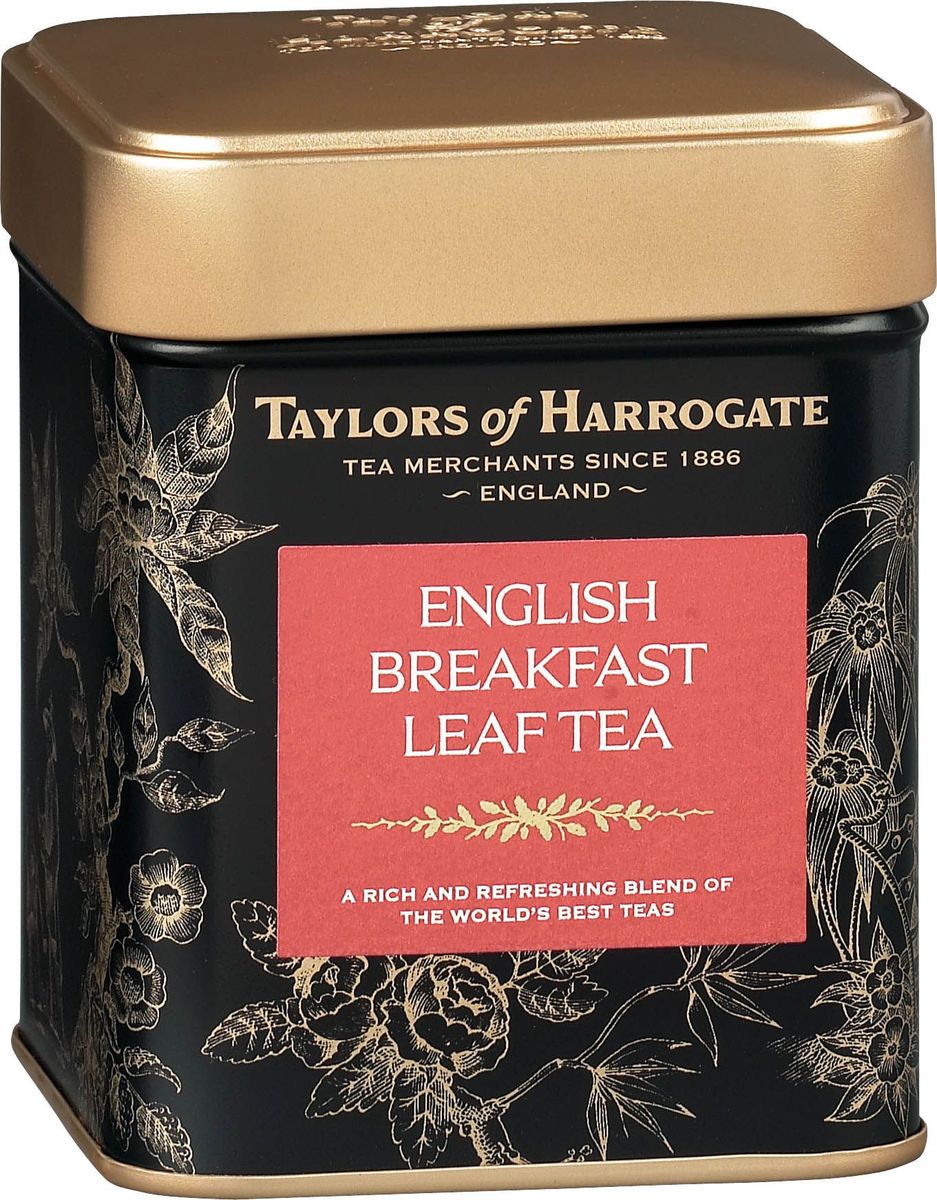 Taylors of Harrogate Английский завтрак чай черный листовой, 125 г292235 Taylors of Harrogate Английский завтрак чай черный листовой, 125 г292235Бодрящий освежающий чай высочайшего качества, приготовленный по традиционному рецепту.Рецепт изготовления чая Английский завтрак совершенствовался на протяжении долгого времени. Для получения бодрящего чая с глубоким насыщенным цветом мы отбираем лучшие чайные листочки с предгорий Африки и Шри-Ланки. Утонченный аристократический вкус чая Английский завтрак дает представление об истинно Английском чае.Способ приготовления: для приготовления этого восхитительного напитка засыпьте в хорошо прогретый заварной чайник листья чая, из расчета 1 ч. л. на человека плюс еще одна на сам чайник, и залейте только что вскипяченной водой. Настаивайте в течение 4-5 минут. При подаче на стол можно добавить молока.