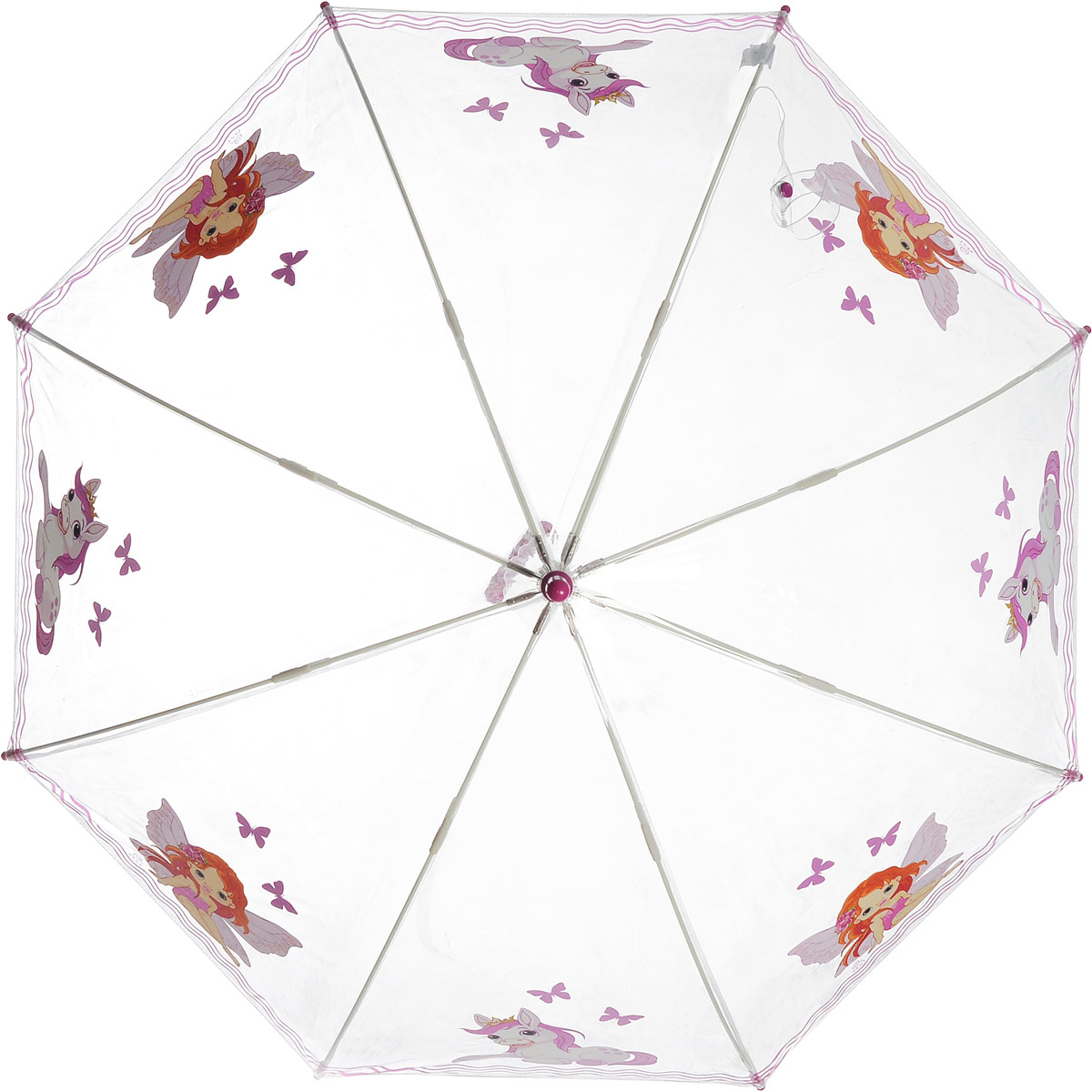 Зонт-трость детский Zest механический, цвет: прозрачный, розовый. 51510-06