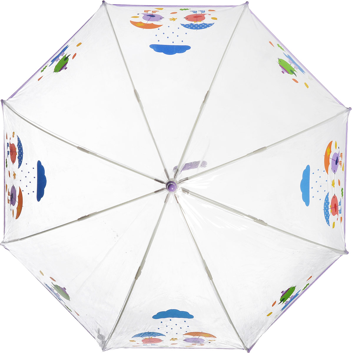 Зонт-трость детский Zest механический, цвет: прозрачный, сиреневый. 51510-02