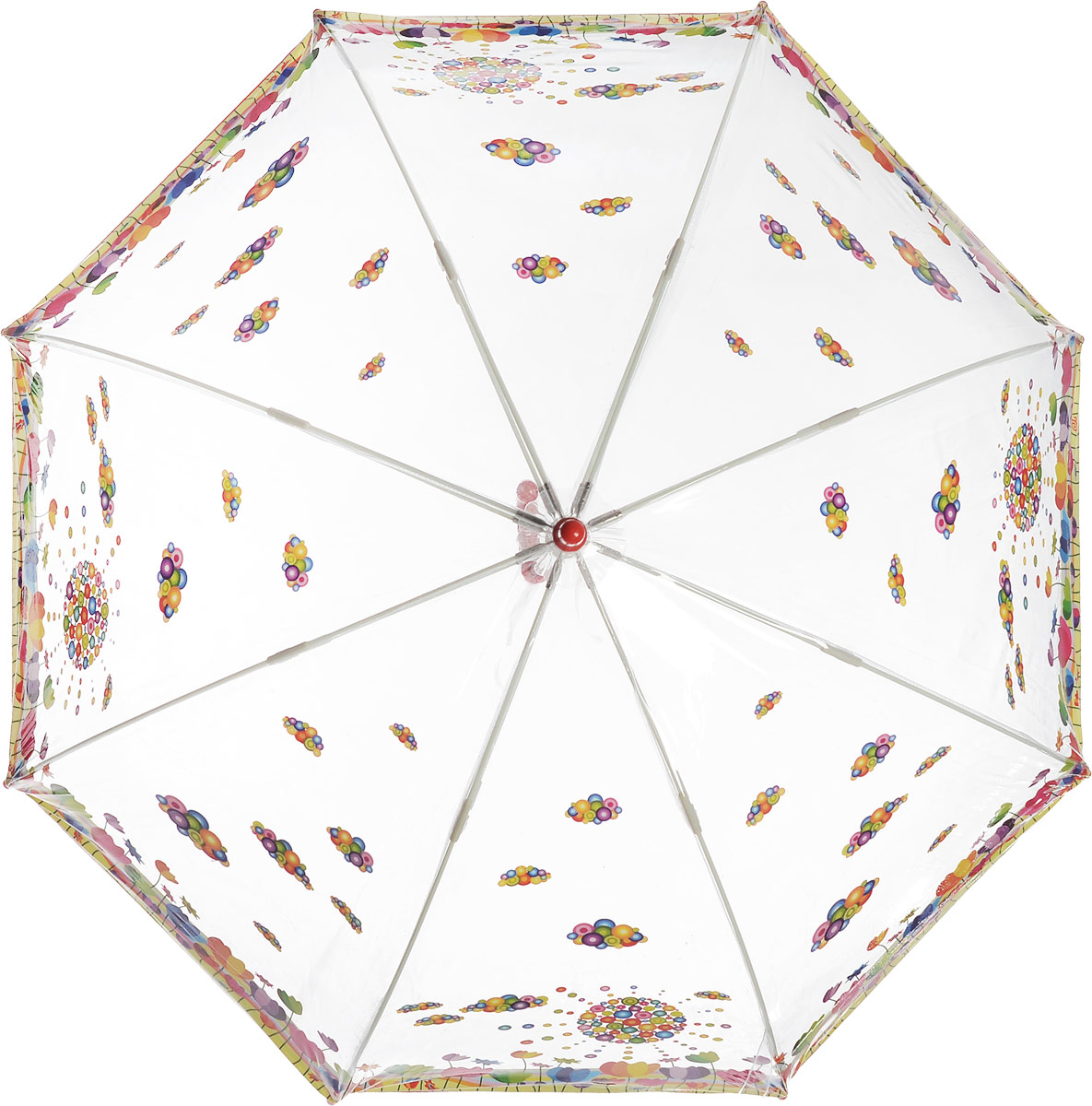 Зонт-трость детский Zest механический, цвет: прозрачный, красный, желтый. 51510-03