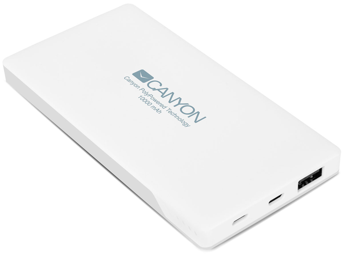 Canyon CNS-TPBP10W, White внешний аккумулятор (10000 мАч)CNS-TPBP10W Canyon CNS-TPBP10W, White внешний аккумулятор (10000 мАч)CNS-TPBP10WCanyon CNS-TPBP10W это настоящая находка для владельцев iPhone! Этот ультратонкий литий-полимерный внешний аккумулятор оснащен входом для lightningкабеля а значит вам не нужно носить два провода: mini-USB для зарядки аккумулятора и lightning для зарядки iPhone. Аккумулятор такой маленький и тонкий, что вы просто не почувствуете его в вашем кармане или сумке. емкости батареи должно хватить на 4 цикла заряда среднестатистического смартфона. По сравнению с обычными литий-ионными, литий-полимерные батареи тоньше, легче и меньше теряют заряд. Наслаждайтесь преимуществами новых технологий!