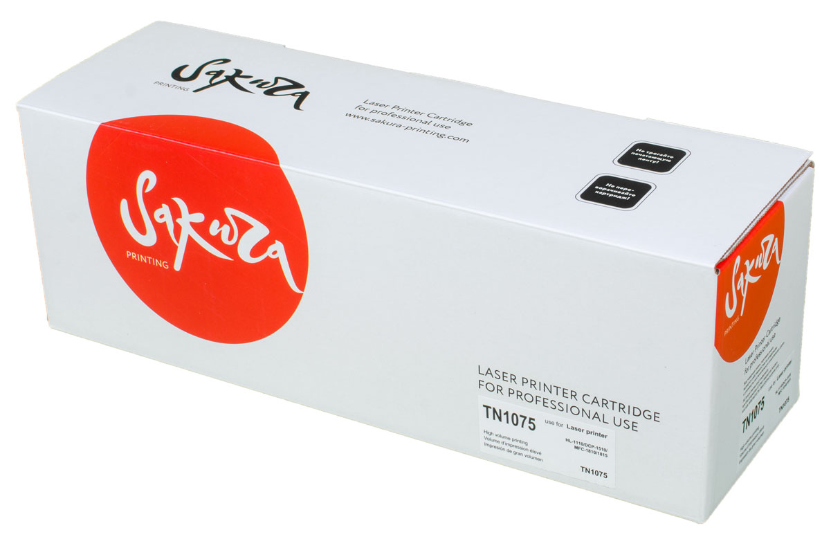 Sakura TN1050, Black тонер-картридж для Brother HL-1110/1510/MFC-1810/1815SATN1075 Sakura TN1050, Black тонер-картридж для Brother HL-1110/1510/MFC-1810/1815SATN1075Тонер-картридж Sakura TN1050 со смарт-картой для лазерных принтеров Brother HL-1110/1510/MFC-1810/1815 является альтернативным решением для замены оригинальных картриджей. Он печатает с тем же качеством и имеет тот же ресурс, что и оригинальный картридж. В картриджах компании Sakura используется химический синтезированный тонер, который в отличие от дешевого тонера из перемолотого полимера, не царапает, а смазывает печатающий вал, что приводит к возможности многократных перезаправок картриджей. Такой подход гарантирует долгий срок службы принтера, превосходное качество и стабильность печати.Тонер-картриджи Sakura производятся при строгом соответствии стандартам ISO 9001 и ISO 14001, что подтверждено международными сертификатами.
