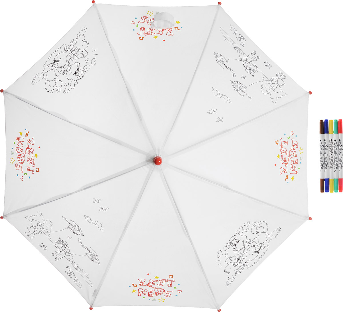Зонт-трость детский Zest механический, цвет: белый. 21581-252