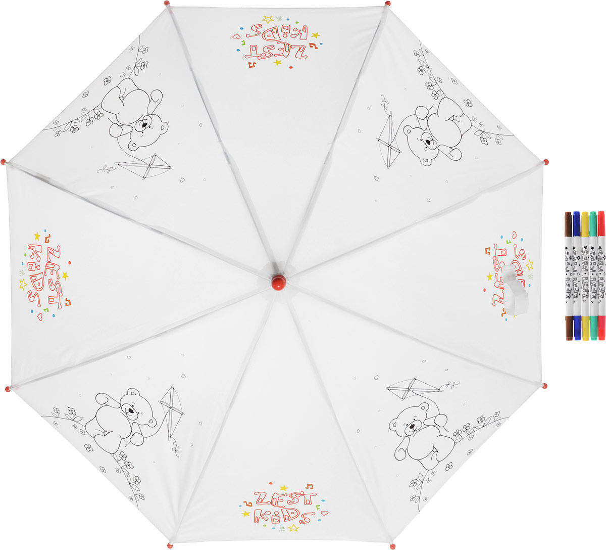 Зонт-трость детский Zest механический, цвет: белый. 21581-254