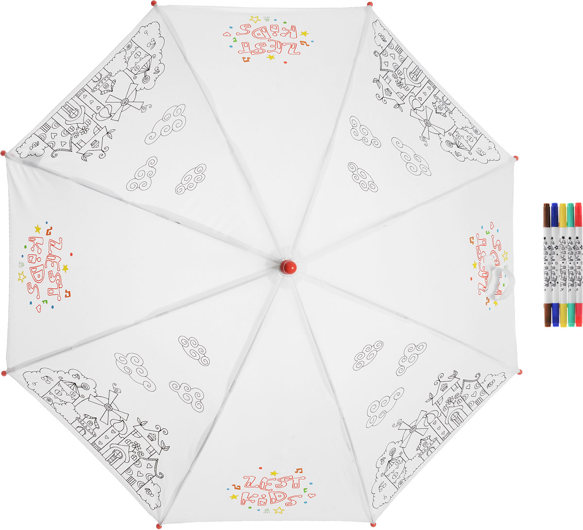Зонт-трость детский Zest механический, цвет: белый. 21581-257