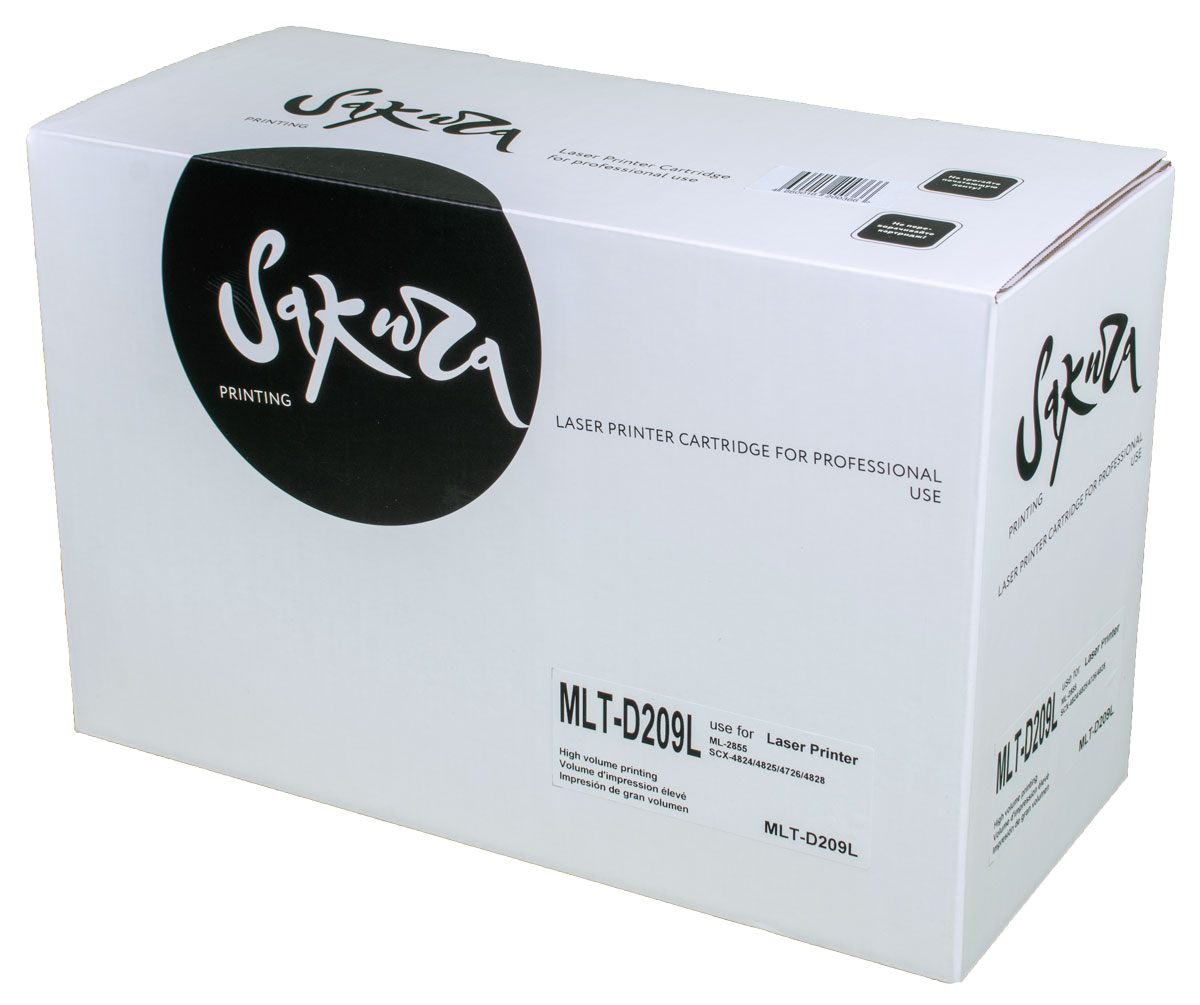 Sakura MLTD209L, Black тонер-картридж для Samsung ML-2855ND/SCX-4824FN/4828FNSAMLTD209L Sakura MLTD209L, Black тонер-картридж для Samsung ML-2855ND/SCX-4824FN/4828FNSAMLTD209LТонер-картридж Sakura MLTD209L для лазерных принтеров Samsung ML-2855ND/SCX-4824FN/4828FN является альтернативным решением для замены оригинальных картриджей. Он печатает с тем же качеством, что и оригинальный картридж, но имеет увеличенный ресурс.В картриджах компании Sakura используется химический синтезированный тонер, который в отличие от дешевого тонера из перемолотого полимера, не царапает, а смазывает печатающий вал, что приводит к возможности многократных перезаправок картриджей. Такой подход гарантирует долгий срок службы принтера, превосходное качество и стабильность печати.Тонер-картриджи Sakura производятся при строгом соответствии стандартам ISO 9001 и ISO 14001, что подтверждено международными сертификатами.