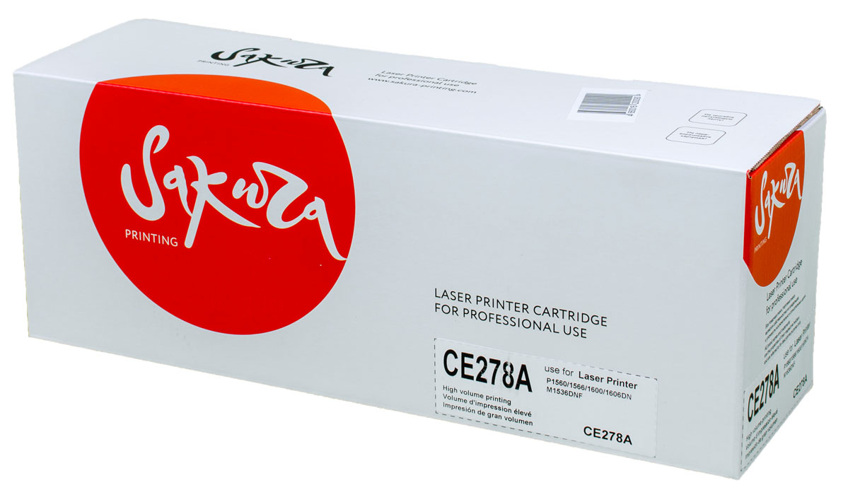 Sakura CE278A, Black тонер-картридж для HP laser Pro P1560/1636/1566/1600/1606
