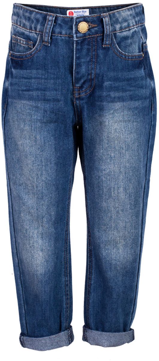Джинсы для девочки Button Blue Main, цвет: синий. 117BBGC6303D100. Размер 98, 3 года117BBGC6303D100 Джинсы для девочки Button Blue Main, цвет: синий. 117BBGC6303D100. Размер 98, 3 года117BBGC6303D100Классные джинсы с потертостями и повреждениями — гарантия модного современного образа! Хороший крой,удобная посадка на фигуре подарят девочке комфорт и свободу движений. Если вы хотите купить ребенку недорогие джинсы силуэта бойфренд, модель от Button Blue - прекрасный выбор!