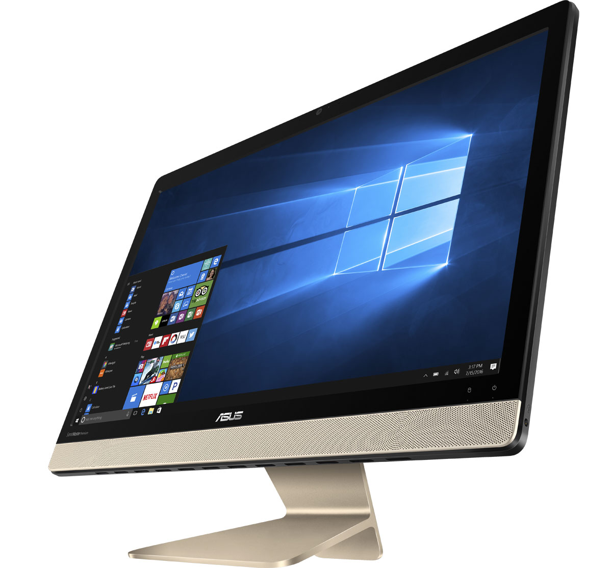 ASUS Vivo AiO V221IDGK-BA014T, Black Gold моноблокV221IDGK-BA014T ASUS Vivo AiO V221IDGK-BA014T, Black Gold моноблокV221IDGK-BA014TASUS Vivo AiO V221IDGK - это самая тонкая модель в линейке моноблочных компьютеров Vivo AiO. Она будет особенно хороша для мультимедийных приложений, поскольку включает в себя высококачественную встроенную аудиосистему, выдающую мощный звук с минимальным уровнем искажений.Обладая боковыми гранями толщиной всего 7,2 мм, моноблочный компьютер Vivo AiO V221ID является самой тонкой моделью в линейке Vivo AiO. Его корпус, представленный в стильном белом и классическом черном вариантах, станет прекрасным дополнением к любому интерьеру.При создании облика моноблочного компьютера Vivo AiO V221ID дизайнеры и инженеры ASUS старались минимизировать число отвлекающих деталей, но при этом сделать его максимально удобным в использовании. Изящная и прочная подставка, выполненная из цельной алюминиевой заготовки, позволяет легко задать комфортный угол наклона экрана.Модель оснащается 21,5-дюймовым дисплеем формата Full-HD (1920х1080 пикселей), который выдает детализированную картинку с насыщенными цветами. Этому способствуют эксклюзивные технологии Splendid и Tru2Life Video, оптимизирующие изображение в зависимости от используемых приложений.В аппаратную конфигурацию Vivo AiO V221 входит новейший процессор Intel, который обладает на 30% большей производительностью по сравнению с предыдущим поколением. Таким образом, этот моноблочный компьютер прекрасно подходит для повседневных задач, от просмотра сайтов и видео до работы с электронной почтой.Vivo AiO V221ID оснащается дискретной видеокартой NVIDIA GeForce 920MX, которая обеспечивает более высокую производительность, чем встроенное графическое ядро, и гарантирует плавное воспроизведение видеоматериалов в форматах высокой четкости.Моноблочный компьютер наделен высококачественной встроенной акустической системой. Включенные в ее состав фронтальные динамики используют волноводы, акустические камеры увеличенного объема и интеллектуальные усилители, чтобы обеспечить более мощный звук при минимальном уровне искажений. Впечатляющие басы и широкий динамический диапазон приятно удивят всех любителей хорошего звука.Благодаря эксклюзивной аудиотехнологии SonicMaster Premium встроенная аудиосистема компьютера Vivo AiO V221ID может похвастать мощными басами и кристально чистым воспроизведением вокала – даже на максимальном уровне громкости.Для настройки звучания служит функция AudioWizard, предлагающая выбрать один из пяти вариантов работы аудиосистемы, каждый из которых идеально подходит для определенного типа приложений (музыка, фильмы, игры, звукозапись и воспроизведение голоса).Благодаря встроенному микрофонному массиву Vivo AiO V221ID позволяет взаимодействовать с операционной системой Windows 10 и созданными для нее приложениями посредством вашего собственного голоса – используя технологию голосового управления Cortana.Vivo AiO V221ID предлагает множество проводных и беспроводных интерфейсов. На его задней панели можно обнаружить четыре порта USB 3.1 Type-A, чья пропускная способность в 10 раз превышает возможности USB 2.0. Кроме того, на боковой грани имеется разъем USB 2.0. Подключение к сетям Wi-Fi осуществляется с помощью двухдиапазонного модуля стандарта 802.11ac с максимальной скоростью передачи данных до 867 Мбит/с, а для вывода изображения на внешний монитор или телевизор служит полноразмерный порт HDMI.Точные характеристики зависят от модели.Моноблок сертифицирован EAC и имеет русифицированную клавиатуру и Руководство пользователя.