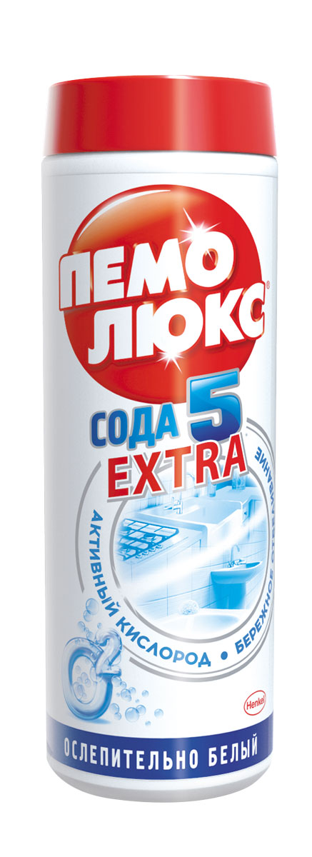 Чистящее средство Пемолюкс Сода 5 Экстра Ослепительно белый 480г935070 Чистящее средство Пемолюкс Сода 5 Экстра Ослепительно белый 480г935070Уникальнаяформула Пемолюкс Ослепительно Белый с содой, мягким абразивом и активным кислородом поможет вернуть первоначальную белизну поверхностям. Активный кислород борется со сложными загрязнениями, такими как пятна от чая, кофе и ягод. Пемолюкс не содержит опасных химикатов и подходит для чистки керамических, эмалированных, металлических и других твердых поверхностей на кухне, в ванной и в прочих помещениях.Состав: Товар сертифицирован.