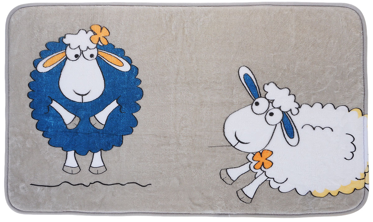 Коврик для ванной комнаты Tatkraft Funny Sheep, 50 см х 80 см14947 Коврик для ванной комнаты Tatkraft Funny Sheep, 50 см х 80 см14947Коврик для ванной комнаты Tatkraft Funny Sheep изготовлен из микрофибры Ultra Soft - мягкого, приятного на ощупь материала. Коврик отлично поглощает и впитывает влагу. Основание противоскользящее. Яркий красочный рисунок в виде забавных овечек внесет оригинальную нотку в интерьер ванной комнаты. Коврики Tatkraft - прекрасное решение для ванной комнаты.