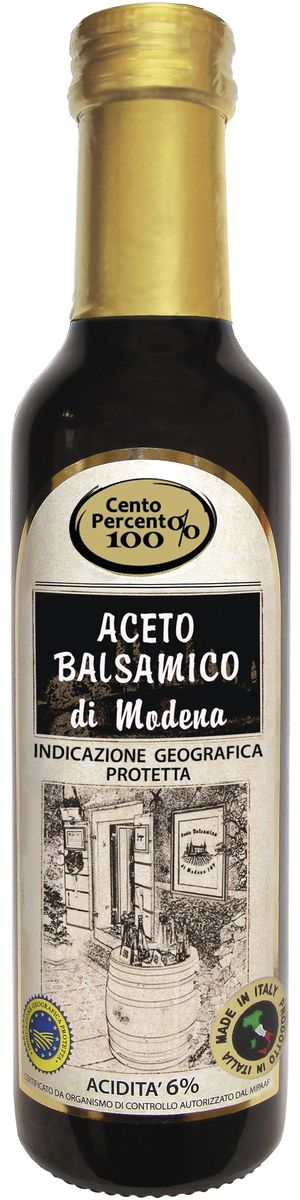 Cento Percento соус бальзамический из Модены с базиликом, 295 г169146 Cento Percento соус бальзамический из Модены с базиликом, 295 г169146Бальзамический соус Cento Percento - это крем-соус, приготовленный на основе бальзамического уксуса из Модены. Такой бальзамический соус со свежими нотками и ароматом зеленого базилика будет идеальным дополнением к салатам и овощным блюдам.