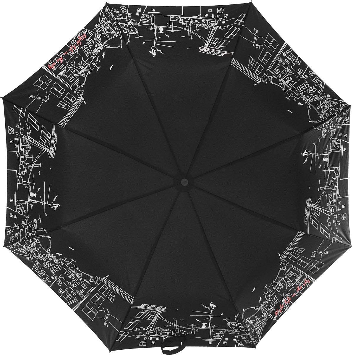Зонт женский Zest, автомат, 3 сложения, цвет: черный, белый, коралловый. 23849-8047