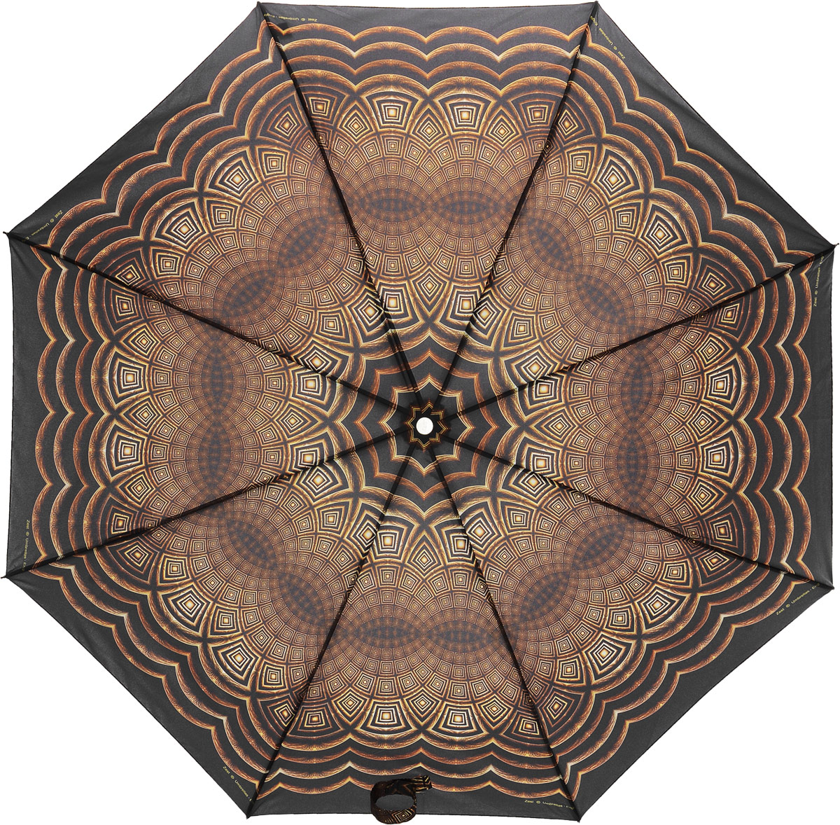 Зонт женский Zest, полуавтомат, 3 сложения, цвет: золотистый, черный. 23625-2101